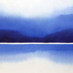 Meditation in Blue Nr 4, (2025) 40x50, indigo and koi blue ink, 300g aquarelle paper