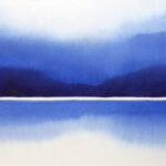 Meditation in Blue Nr 4, (2025) 40x50, indigo and koi blue ink, 300g aquarelle paper