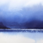 Meditation in Blue Nr 5, (2025) 40x50cm, indigo and koi blue ink, 300g aquarelle paper