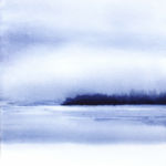 "Mellan Himmel och Hav Nr 2" (Between Sea & Sky) (2025), indigo ink, 40x50cm, 300g aquarelle paper