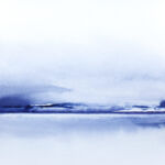 "Mellan Himmel och Hav Nr 4" (Between Sea & Sky) (2025), indigo ink, 40x50cm, 300g aquarelle paper