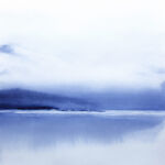 "Mellan Himmel och Hav Nr 6" (Between Sea & Sky) (2025), indigo ink 50x70cm 300g aquarelle paper